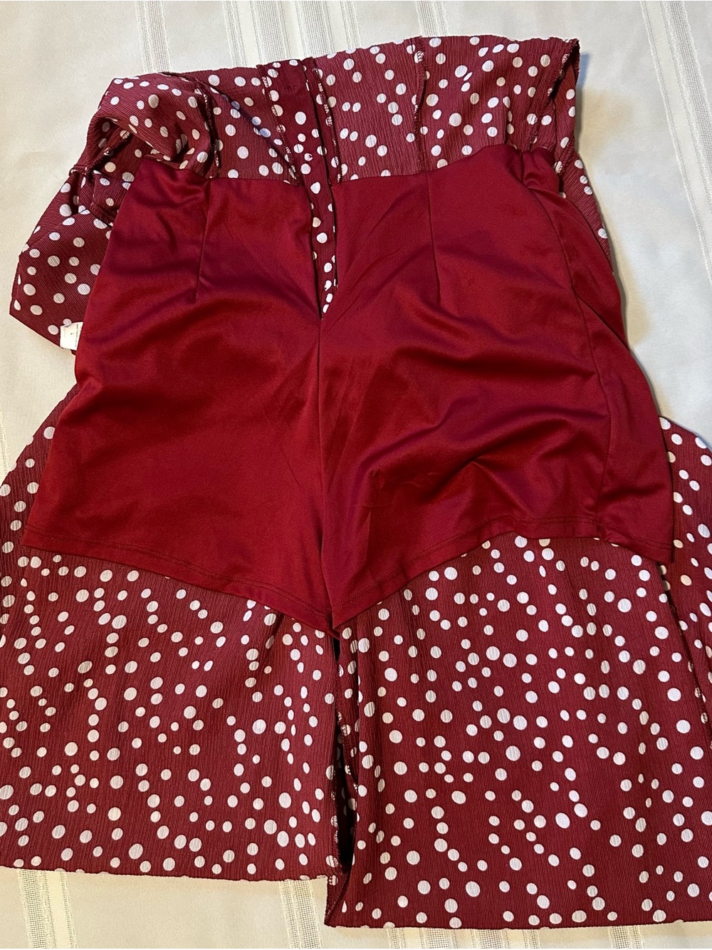 Hayden Los Angeles V-Neck Burgundy Polka Dot Button-Front Jumpsuit - Picture 15 of 16